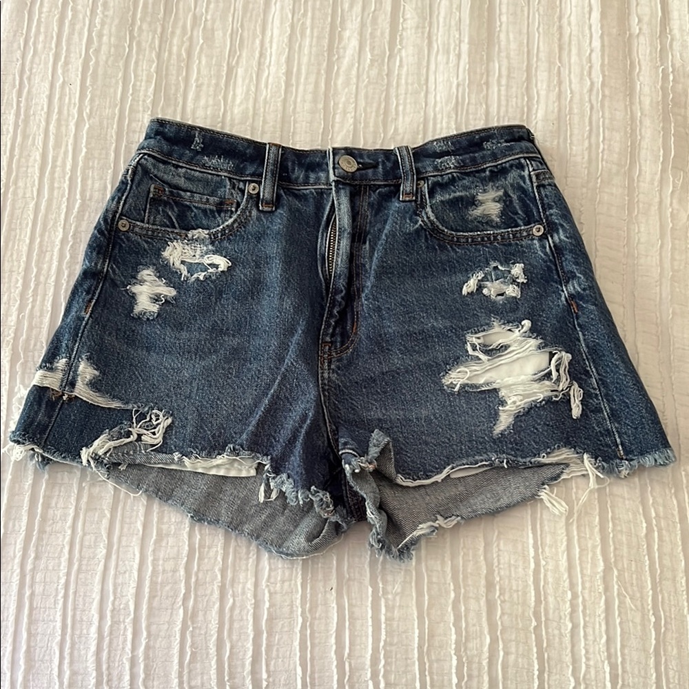 American Eagle Outfitters Blue Distressed Jean Shorts